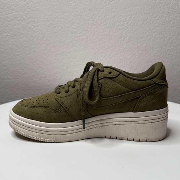 Nike Air Jordan 1 Re Low Lifted Sneakers Olive Canvas Textured Sole Size 7 - Picture 6 of 10